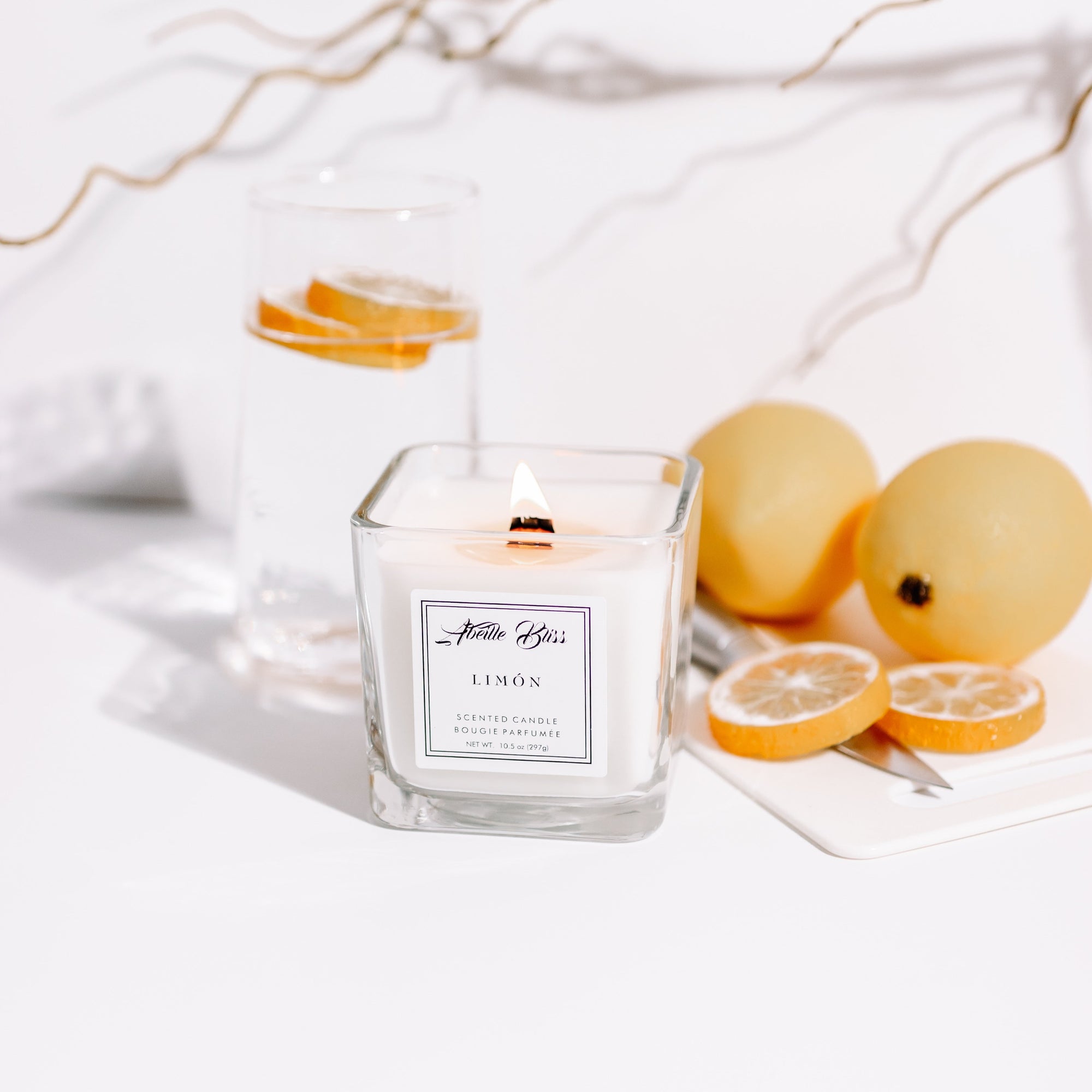 Lemon Wooden Wick Coconut Soy Wax Luxury Candle
