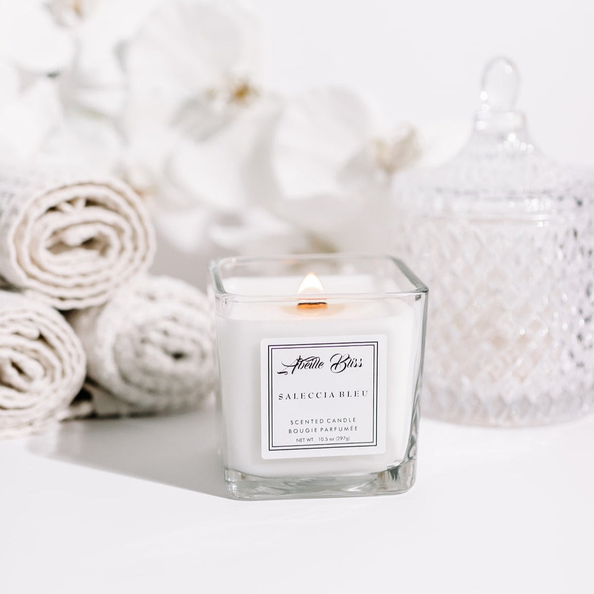 Saleccia Bleu Wooden Wick Coconut Soy Wax Luxury Candle